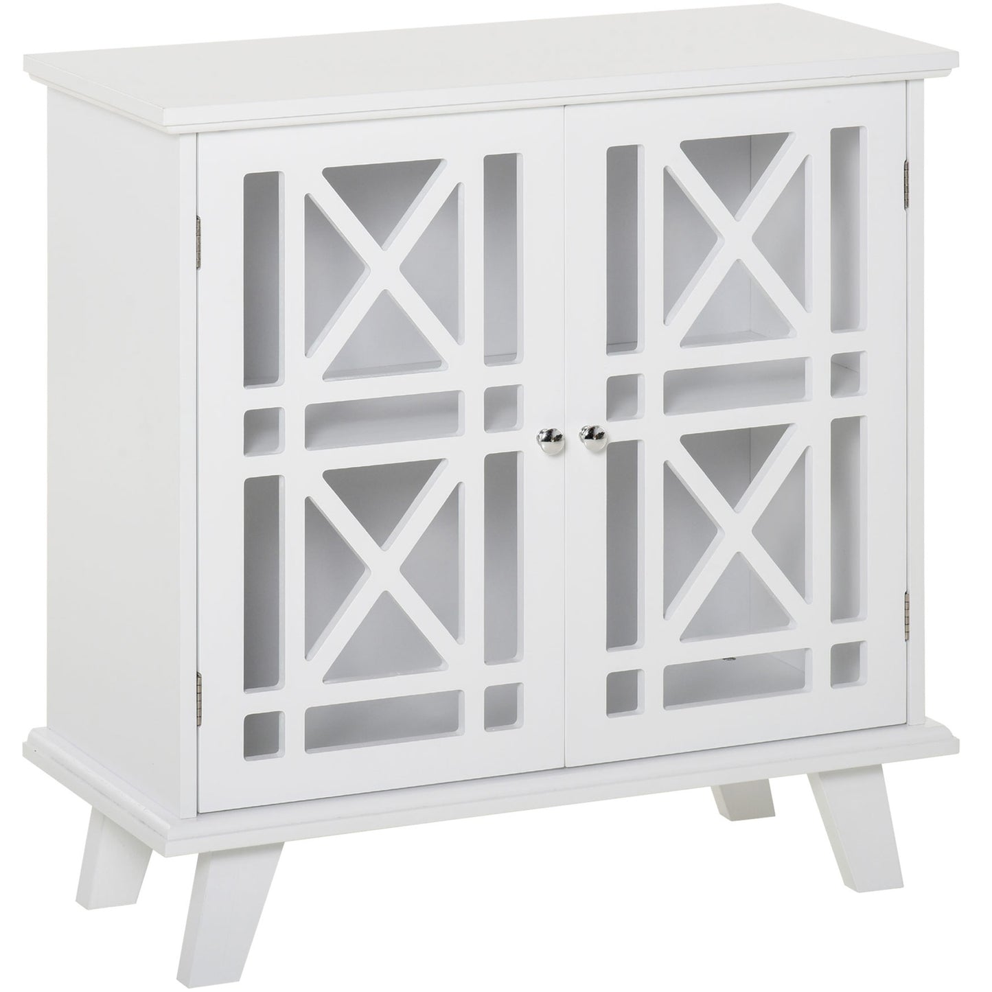 HOMCOM Modern Storage Cabinet with Fretwork Doors Shelf White Freestanding Sideboard Buffet for Contemporary Dining Living Room | Dipra Home