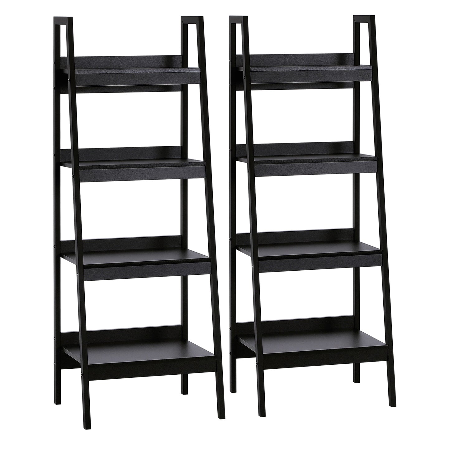 HOMCOM 4 Tier Ladder Shelf Bookcase Set of 2 Display Rack Storage Shelving Unit Flower Plant Stand Multi-Use Black | Dipra Home